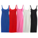 New Spring Style Solid Color Medium And Long Version Suspender Dress 2289777-Outfit
