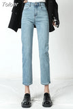 2023 Women's Jeans Vintage Mid Waist Loose Business Office Elegant Lady Pants Full Length Mom Jean Denim Vaqueros