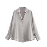 Women's Clothing In Autumn 2025 20 Color Buff Silk Densate V Collar Long-Sleeved Striped Vertical