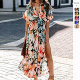 Summer Women's New Sexy High-Waist Fashion Print Open Skirt Dress