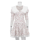 Toloer Summer New Doll Collar Short-Sleeved Floral Dress Temperament Fashion Waist Bouagant Skirt-Outfit