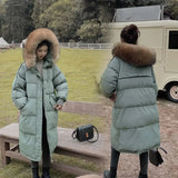 Long Winter Coat Women Hooded Down Parka Ladies New Warm Winter Jacket Women Loose Big Fur Collar Jacket