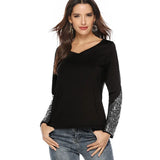 And Winter Women's Blouse Ebay Popular Style Sequins Spliced Long-Sleeved V-Neck T-Shirt Women-Outfit
