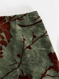 Mesh Lining Vintage Floral Midi Skirt-Outfit