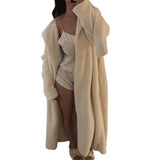 White Teddy Coats Faux Fur Jacket Elegant Long Shaggy Trench Women Furry Jackets Fluffy Artificial Fur Coat 2022 Winter