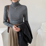 2022 New Autumn Winter Knitting Slim Turtleneck Sweater Solid Bottoming Long Sleeve Minimalist Women Pullover Jumper2022 New Autumn Winter Knitting Slim Turtleneck Sweater Solid Bottoming Long Sleeve Minimalist Women Pullover