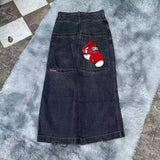 Hiphop New Spring Hip-Hop Style Straight Jeans With Loose Broad Legs-Outfit