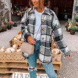 2022 Autumn Plaid Jacket Women Oversized Checkered Shirt Jacket Casual Long Sleeved Coat Blouse Loose Jacket For Women