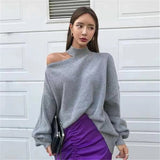 Strapless Halterneck Sweater Irregular Top-Outfit