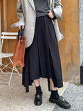 Casual Korean Fashion Skirt For Women High Waist Loose Fold Pleated Solid Midi Skirts Female Spring Clothing