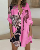2021 Women's Printed Buttoned Mid-length Short Sleeve Loose Long Sleeve Pocket Casual