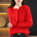 Toloer Early Autumn Hoodie Sweater Female Korean Version Loose Show Thin Knit Hoodie Lazy Retro Knit Hoodie Tide-Outfit