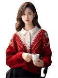 Toloer And Winter New Design Heavy Industry Hook Flower Wearing Alpaca Thick Sweater Senior Sense Loose Knit Shirt