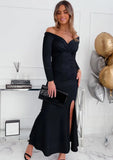 Winter Elegant Swewtheart Off Shoulder Long Sleeve Slit Evening