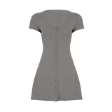 Cloth Forget French Light Style V-Neck Knitted Dress T-Shirt Babes Single Buckle Thin Temperament Slim