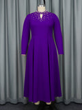 Women's Fashion High-Necked A-Dress Elegant Nail Beads Dress Dress Dress Dress