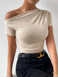 And Summer New Self-Healing Folding Irregular Short-Sleeved T-Shirt