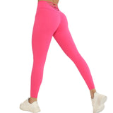 Toloer Embarrassment Line Peach Hip Fitness Yoga Pants Waist Cross Hollow Out Tight Sports Fitness Pants-Outfit