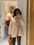 New Autumn And Winter 2025 Fashion Commuting Collar Knitted And Spinning Splicing This Shirt Coat