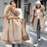 The New Style To Overcome The Velvet And Thick Down Cotton Clothes Female Long Korean Version Autumn Winter Waist Hooded Cotton-Padded Jacket Cotton-Padded Jacket-Outfit