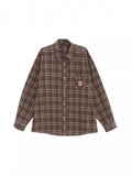 Toloer Couples Retro Badge Plaid Shirt Men And Women 2024 Spring And Autumn New Long Sleeve Versatile Shirt