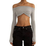 Spring And Summer Explosion Women's First-Word Collar Perspective Wrapped Bra Short