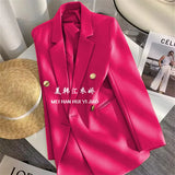 Toloer Spring And Autumn Women's Korean Version Of The New Design Sense Simple Temperament Fashion Suit Long Sleeve Coat Candy Green Suit-Outfit
