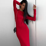 Toloer Women's Wear Spring / Summer 2024 New Solid Color Long Sleeve Collect Purse Hip Slit Dress Children's Holiday Wind-Outfit