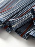 Women's Denim Skirt High Waist Patchwork Irregular Pleated Colored Stripes Long Skirts 2024 Summer New Fashion 29L6536-Outfit