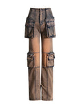 Toloer Style Advanced Sense Of Casual Jeans 2024 New Autumn Waist Long Straight Tube Cargo Pants Woman-Outfit
