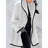 Autumn Overcoat Women's Casual Coat solid color Turndown Collar Overcoat Outerwear Coat Solid Color Belt Wool Slim Coat