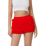 Sexy Beach Hot Pants Lotus Side Wave Solid-Colored Lolita Low-Rise Shorts Skirt