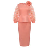 Party Party Wind Pink Dress Fashion Perspective Sleeve High Waist Dress