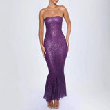 Women's New Summer Breast-Scar Squins Sexy Body Dressing Dress Dress With Open-Back