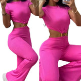 Toloer 2023 Women's Sexy Round Collar Open Back Slim And Hip Solid Color Jumpsuit