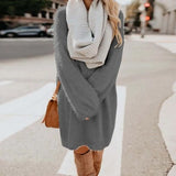Autumn And Winter 2023 Ebaywish Hot Style Women's Long Sleeve Round Collar Loose Plush Dress-Outfit