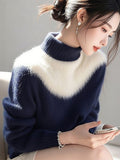 Toloer And White Imitation Sting Velvet Sweater Women 2025 Winter New High-End Feeling Super-Good-Looking Half-High Collar Top Knitted