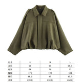 Velvet Loose Spring Girl Casual Blouse Zipper Fashion Bomber Jacket 2025 Bat Sleeve
