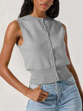 New Knitted Top Women's Sexy Sleeveless Outer Button Vest