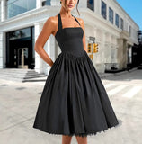 Sexy Women's New Sleeveless Shoulder Strap Slings To Repair The 100-Folded Skirt