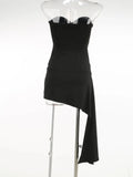 Black Cut Out Removable Off Shoulder Sleeves Mini Dress-Outfit