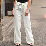 Simple Comfortable Elastic Waist Linen Trousers
