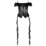 Girl White Lace Spliced Strap Tank Top Women Camisole Summer New Korean Irregular Slimming Ruffle Hollow Out Sexy Tops-Outfit