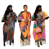 Toloer New Women's Wear Casual Color Tassel Knit Coat-Outfit