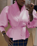 Winter Puff Sleeve Turndown Collar Formal