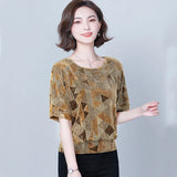 Shirt 2021 Summer New Women's T-Shirt Short Sleeve Sequin T-shirt Women's Top and Shirt Korean Office Lady Style Tops