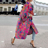 Spring And Autumn Wishebay Long Horn Sleeve Coat Print Loose Wind Coat