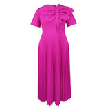 Elegant Waist-To-Threate Dress Rose-Red Large Bow Elegant Evening Dress