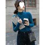 Collar Bottomed Shirt Women Autumn And Winter Folding Through The Ocean Gas Inside The Pit Sweater High-End Slim Slim Thin Knitting
