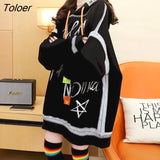 Thicken Hoodies Women Fashion Design Hooded Coats Autumn Winter Trendy Loose Oversized Hoodie Casual Print Mid Length